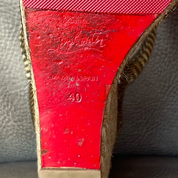 Christian Louboutin Cadena Tresse 140 Platform Wedges Espadrilles Gold Euro 40 - Picture 11 of 12